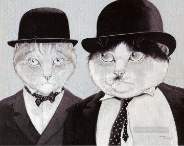 gatos con traje gracioso humor mascota Pinturas al óleo